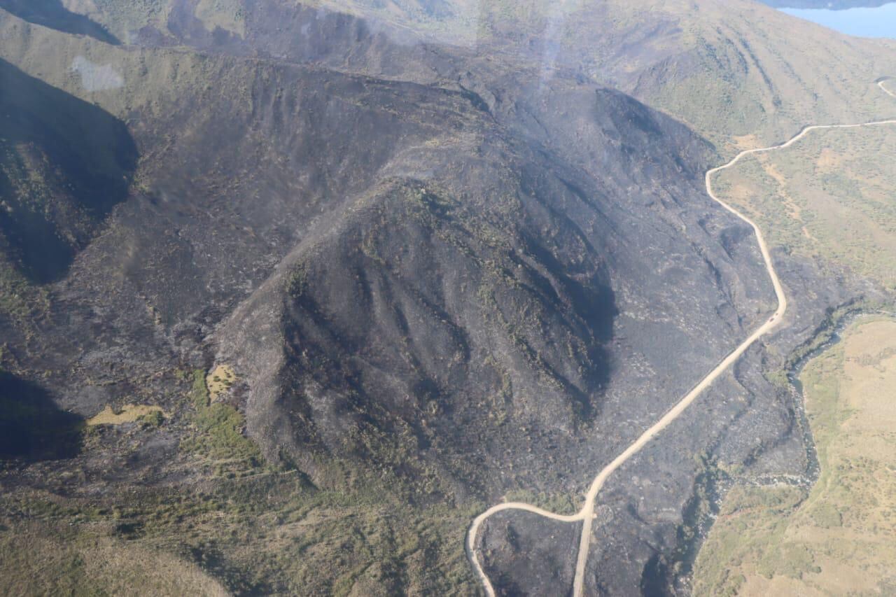 Imagen tomada por la Fuerza Aérea tras el incendio en el parque natural Chingaza.