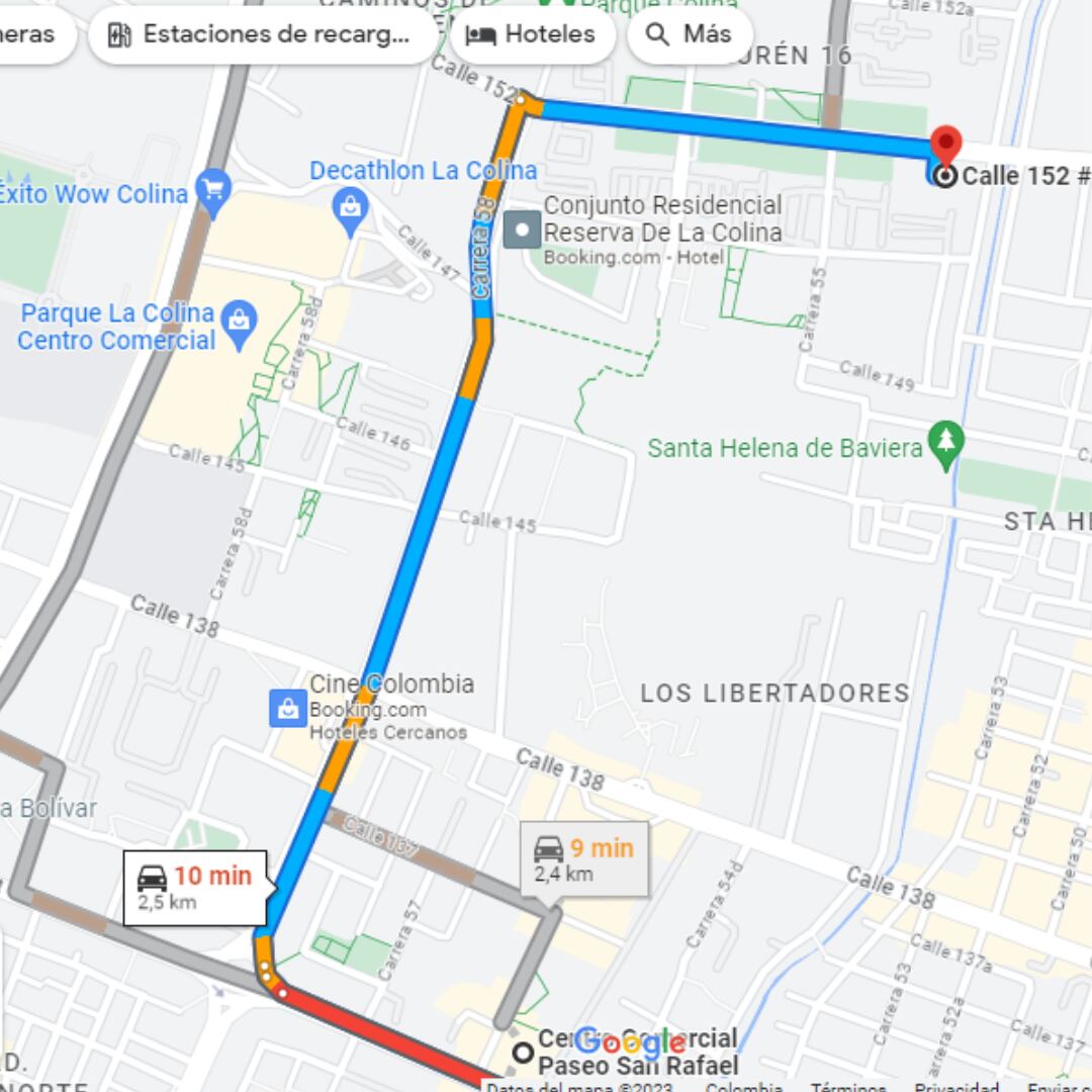 Ruta de referencia entre el punto de partida y destino.