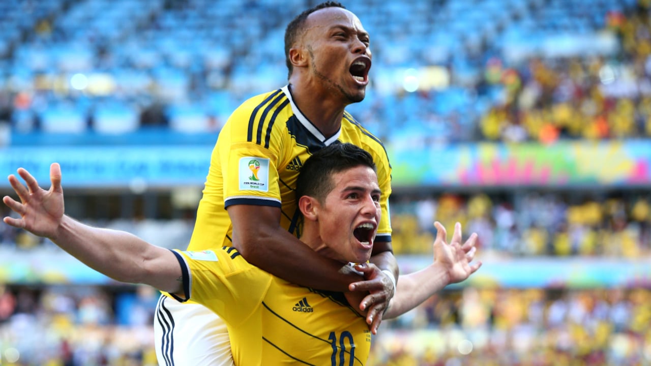 James Rodríguez y Camilo Zúñiga, Mundial de Brasil 2014.