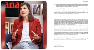 La ministra Irene Vélez y su carta de renuncia.
