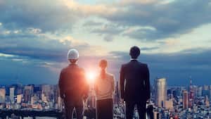 Perspectiva del concepto de negocio. Grupo de empresario.