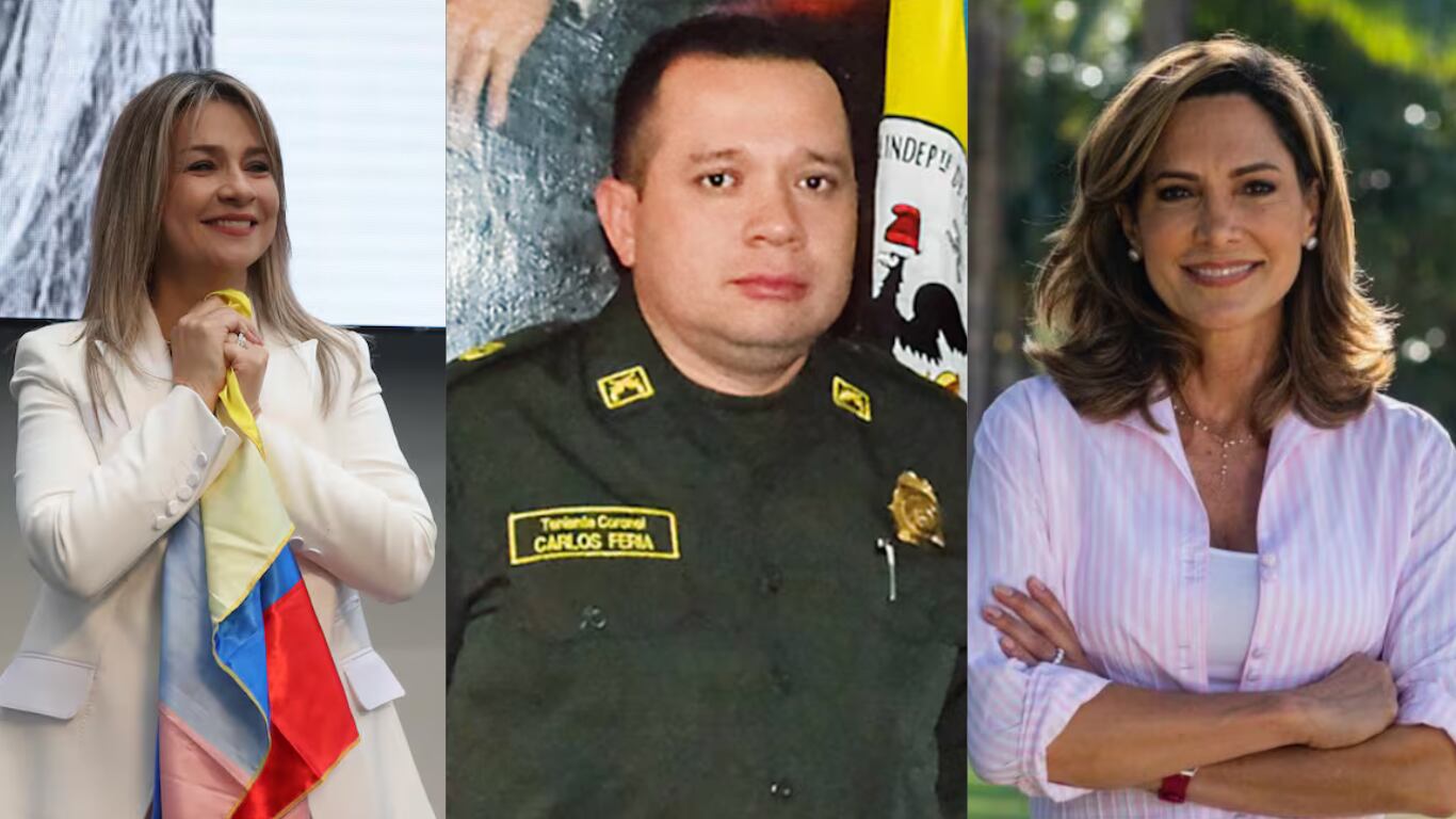 Vicky Dávila, periodista y precandidata presidencial; el coronel Carlos Feria y María Elvira Salazar, congresista republicana.