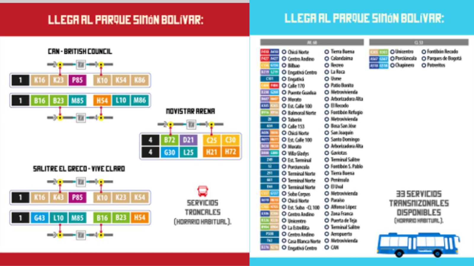 Para llegar al Festival, los usuarios tendrán a disposición 26 rutas troncale