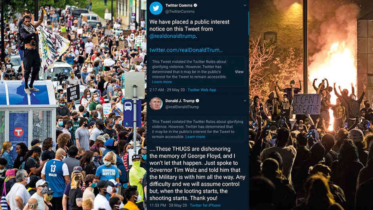 En un trino, Trump prácticamente autorizaba a las autoridades a disparar contra quienes protestan por el asesinato del afroamericano George Floyd a manos de la Policía de Minneapolis.