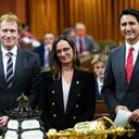 Liberal Member of Parliament Anna Gainey is introduced by Immigration, Refugees and Citizenship Minister Marc Miller and Prime Minister Justin Trudeau in the House of Commons on Parliament Hill in Ottawa, Ontario, on Monday, Sept. 18, 2023. (Sean Kilpatrick/The Canadian Press via AP)