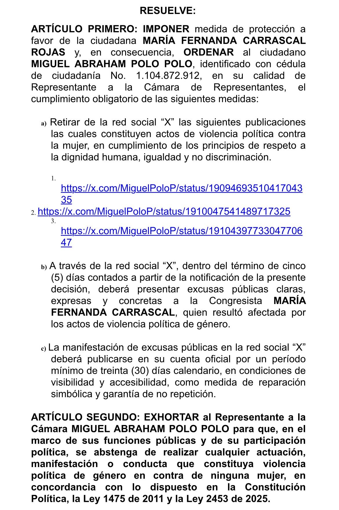 Documento decisión del CNE caso Miguel Polo Polo
