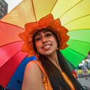 Member's of the LGBTIQ community take part in the Pride Parade in Bogota, on July 4, 2021. (Photo by Juan BARRETO / AFP)