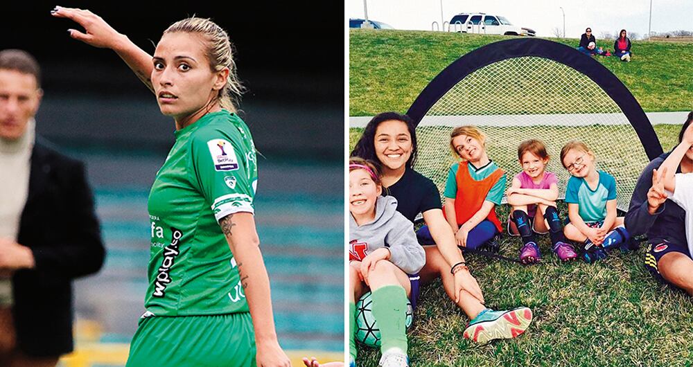   María Martínez cuida niños, lava platos y enseña el fútbol a quienes tienen el mismo sueño de ella. Es profesional en negocios internacionales.  