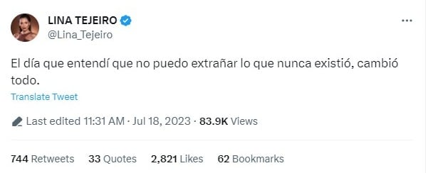 Foto: Twitter @Lina_Tejeiro