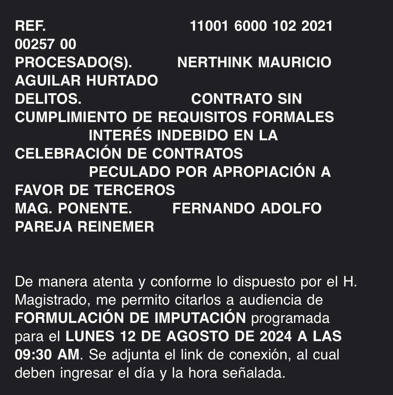 Fiscalía imputará cargos contra el exgobernador de Santander, Mauricio Aguilar, por corrupción en contratos.