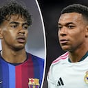 Lamine Yamal y Kylian Mbappé se enfrentan en el clásico de Barcelona vs. Real Madrid