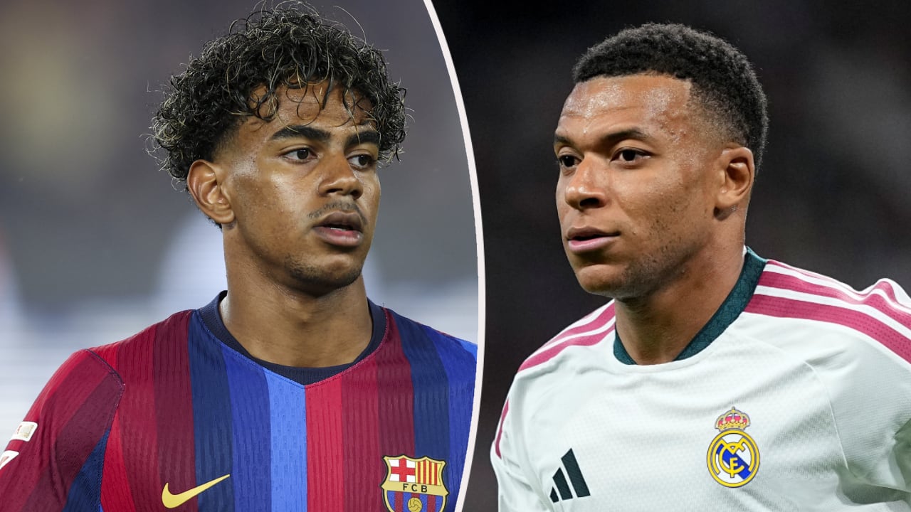 Lamine Yamal y Kylian Mbappé se enfrentan en el clásico de Barcelona vs. Real Madrid