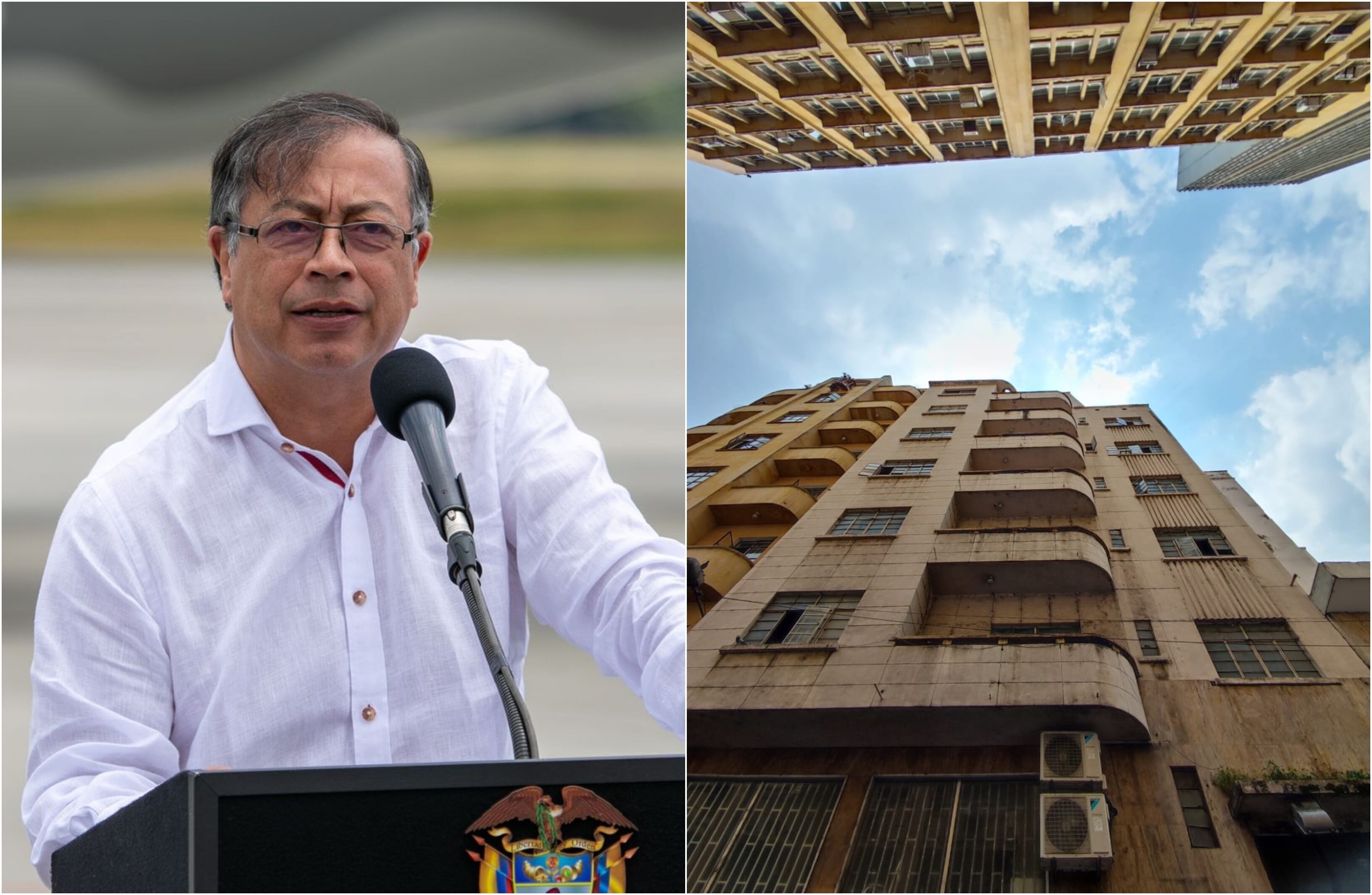 Presidente Gustavo Petro y edificio en Cali