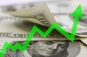 Dollar moving up. Money finance growth chart graph stock market