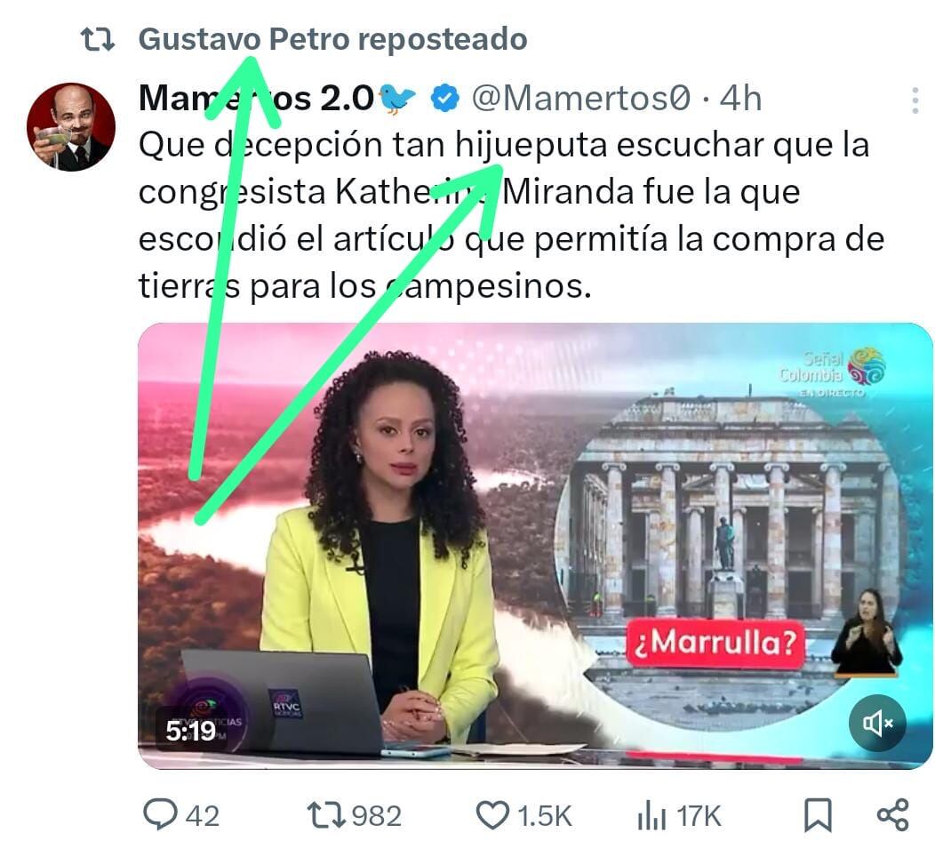 Petro replicó mensaje que ataca a Katherine Miranda con grosería