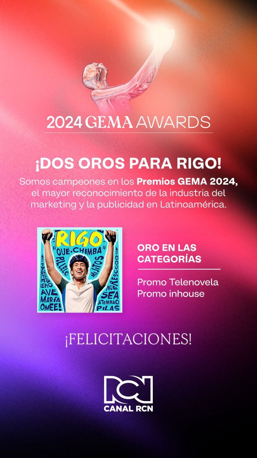 'Rigo' ganó dos premios GEMA 2024