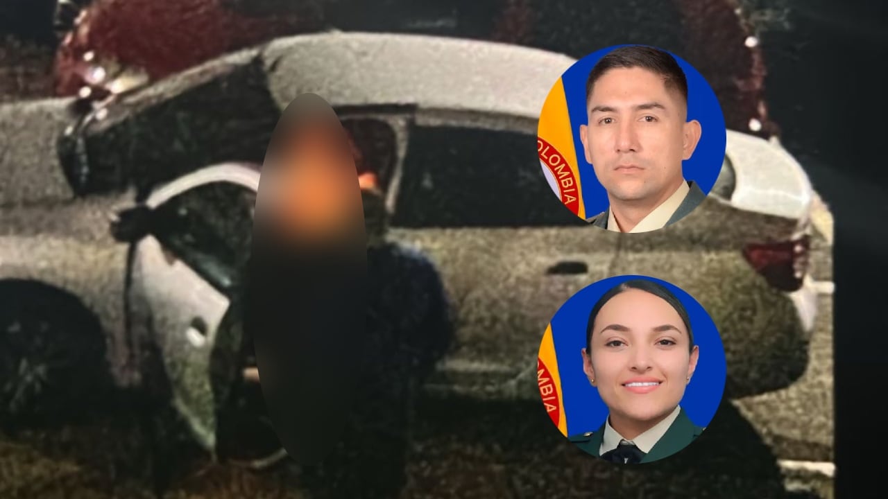 Capitán Pablo Másmela, subteniente María Mora y el carro en el que fueron hallados sin vida.