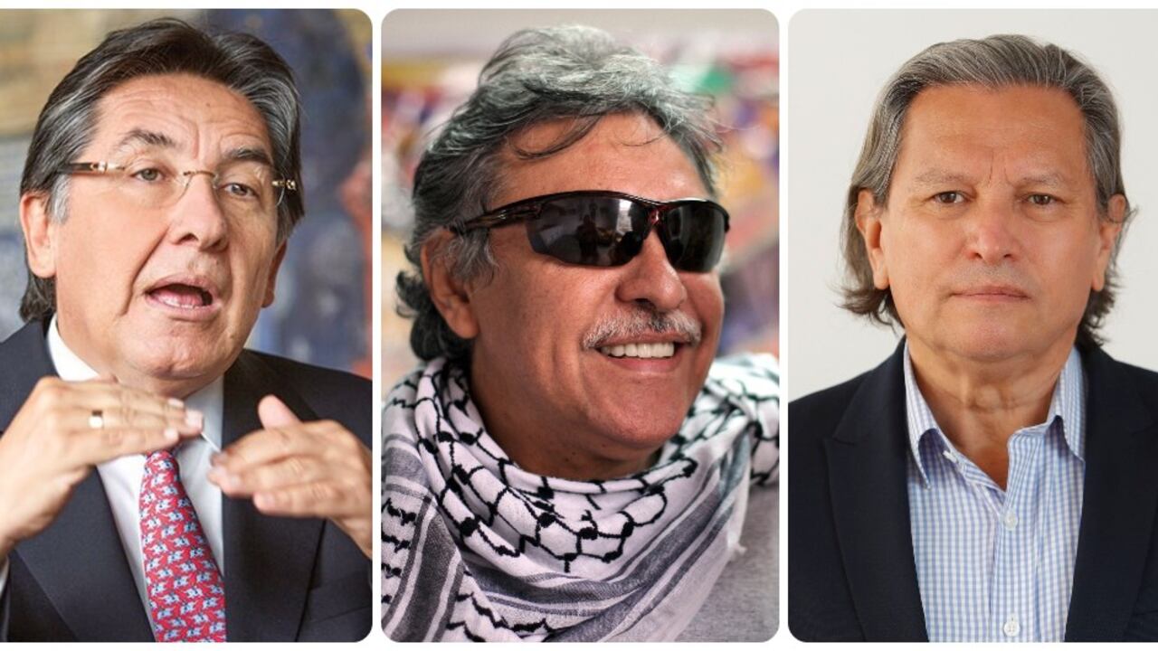 Néstor Humberto Martínez, Jesús Santrich y Armando Novoa.