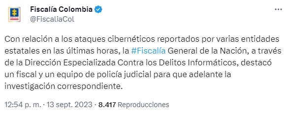 Fiscalía investiga ataques cibernéticos a páginas web de la SIC, SuperSalud y otras entidades del Gobierno