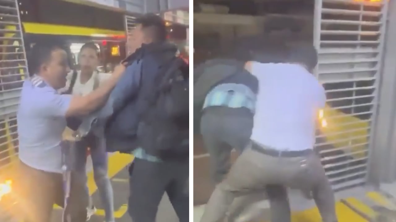 Pelea entre conductor de TransMilenio y usuario en la noche del martes 30 de septiembre en Bogotá en la estación Calle 57
