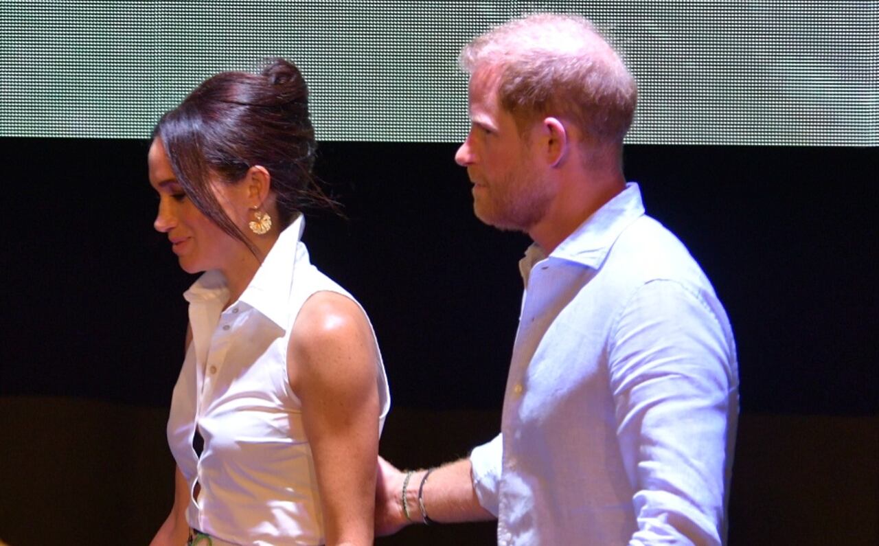 Visita del príncipe Harry y Meghan Markle a Cali, en el teatro Municipal
