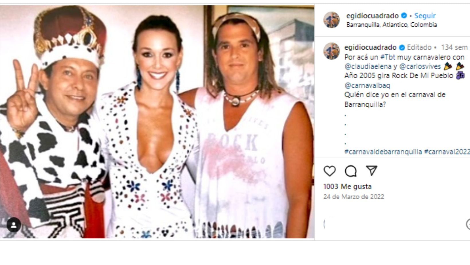 Claudia Elena Vásquez, esposa de Carlos Vives, reveló el último audio que le envió Egidio Cuadrado días antes de morir