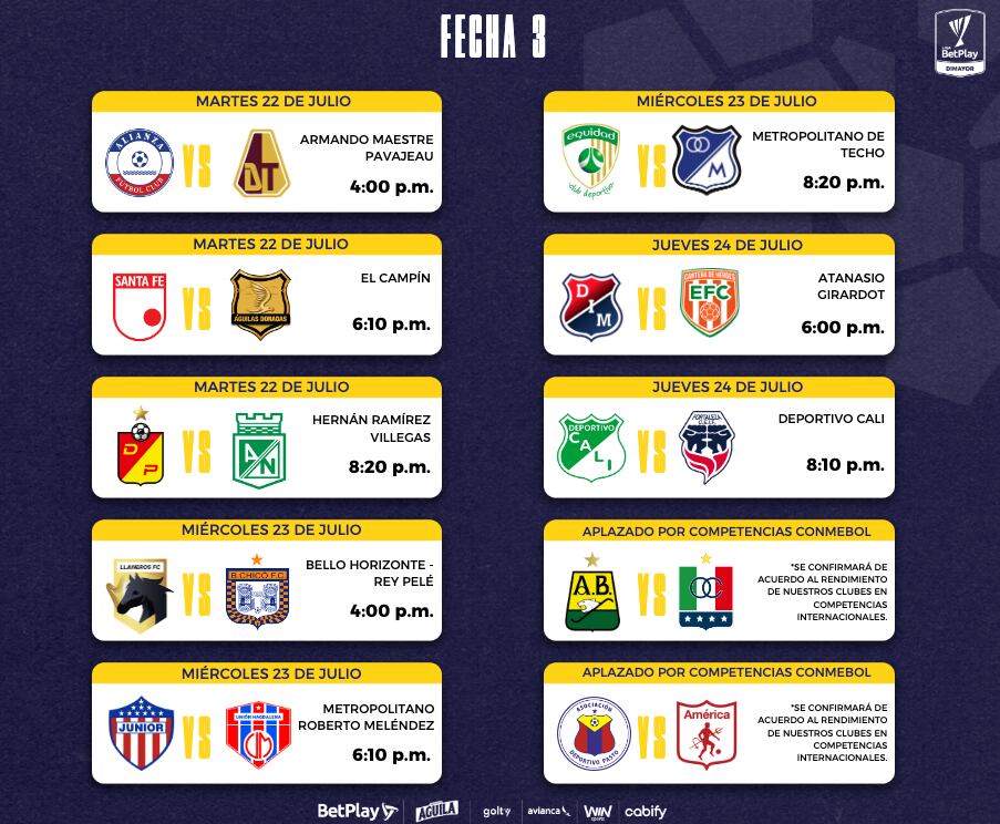 Liga BetPlay 2025 segundo semestre fecha 3
