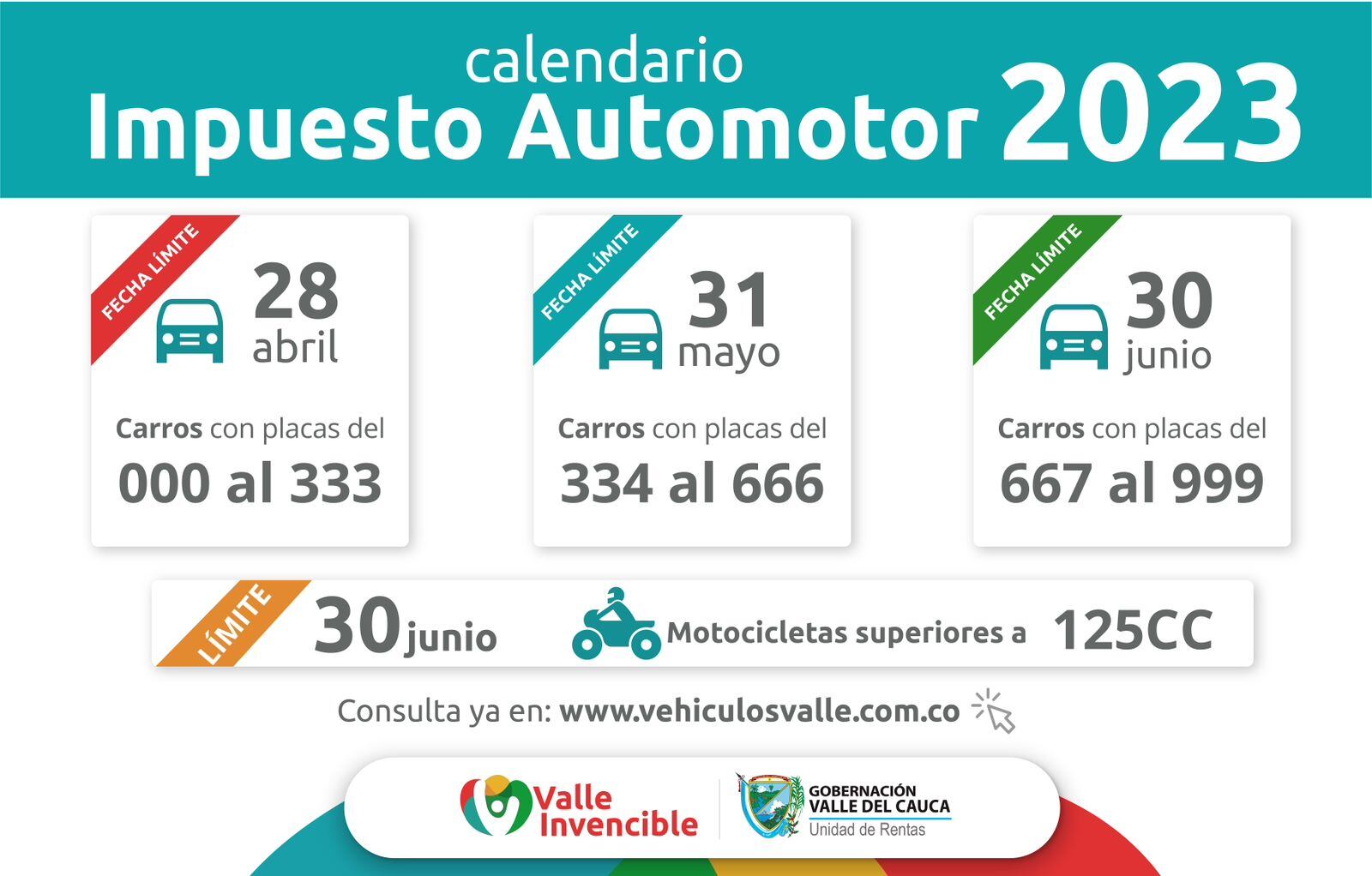 Plazos para pagar el impuesto automotor en el Valle del Cauca.