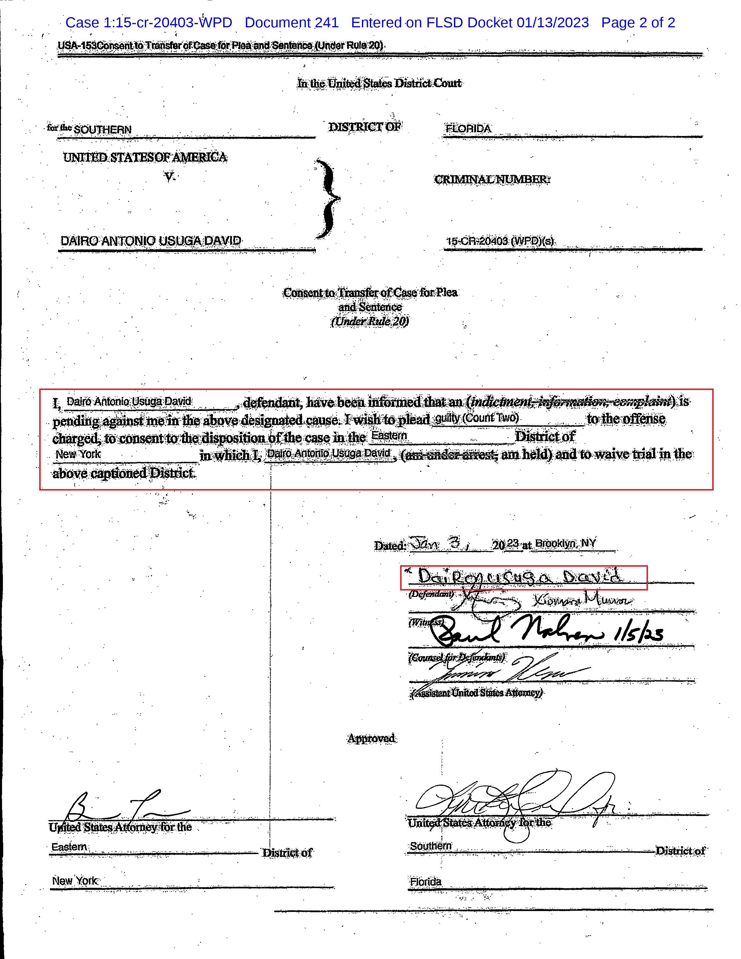 Dairo Antonio Úsuga David, alias Otoniel, aceptó cargos ante las autoridades de los Estados Unidos.