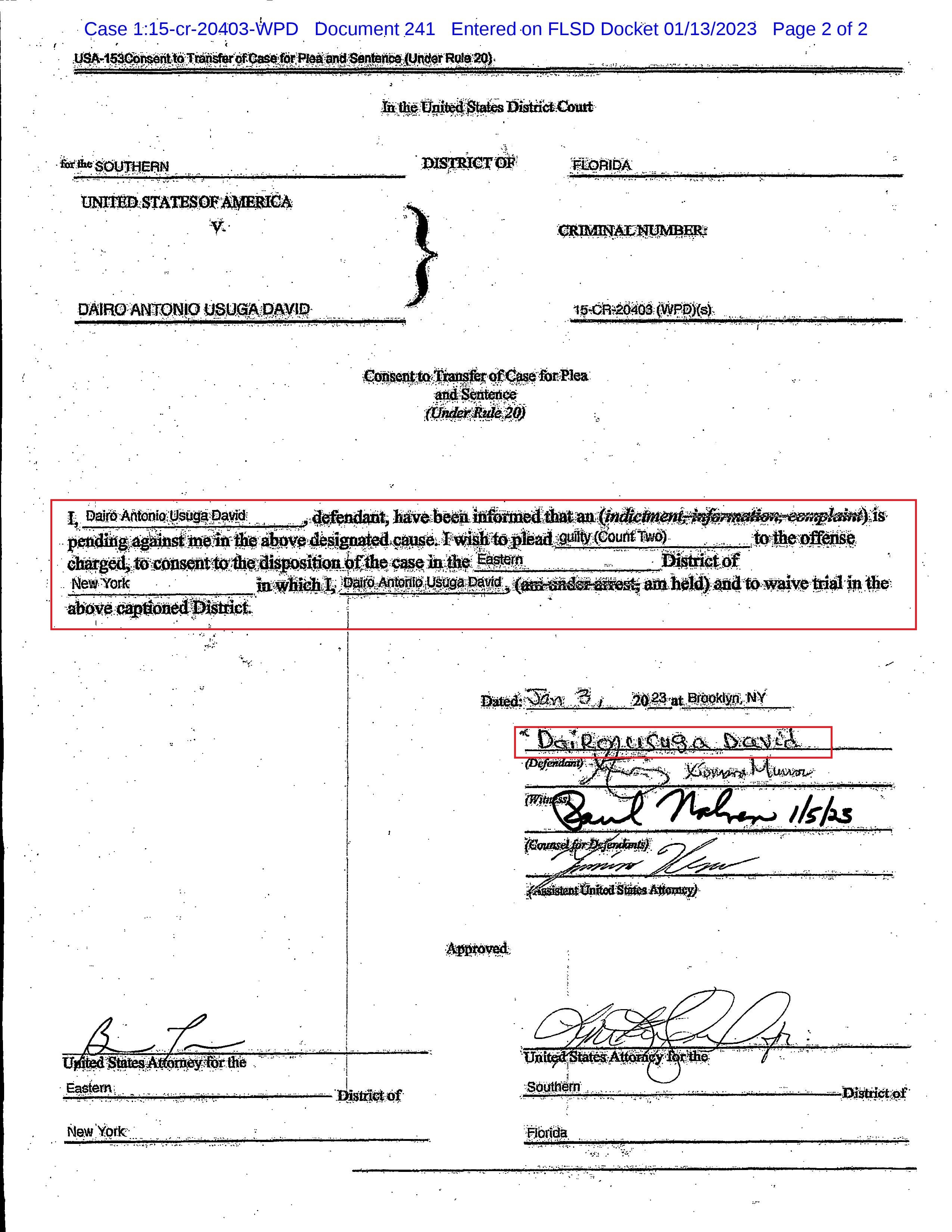 Dairo Antonio Úsuga David, alias Otoniel, aceptó cargos ante las autoridades de los Estados Unidos.