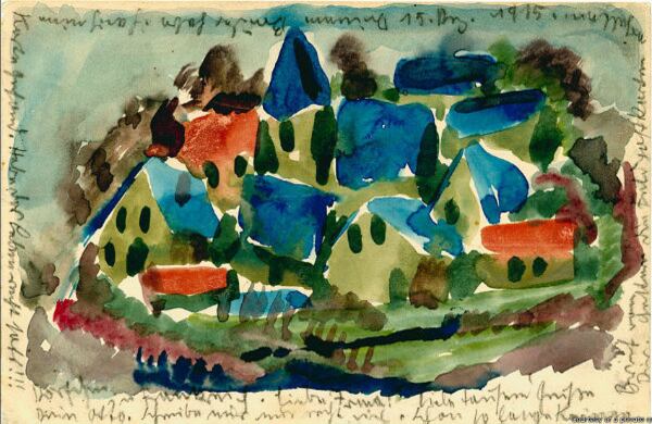 Así mismo, algunas de las postales se alejan de la imagen tradicional que se asocia con un frente de batalla. "La Primera Guerra Mundial fue horrible, pero también hubo meses en los que los soldados no estaban haciendo mucho", dice Deshmukh. "Algunas de sus postales son escenas casi idílicas del campo francés y no habría forma de saber que estaba en curso una guerra".