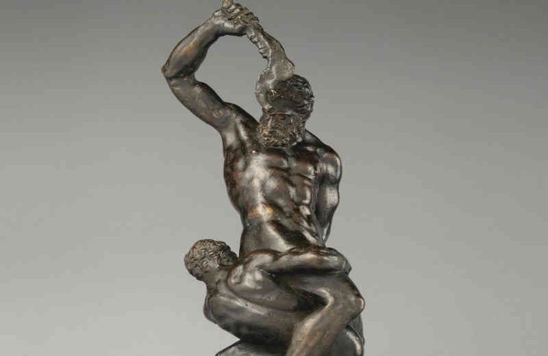 Sansón y los filisteos, 1550. Escultura en bronce realizada después de un modelo de Miguel Ángel. Vía el Museo Metropolitano de Arte de Nueva York. 