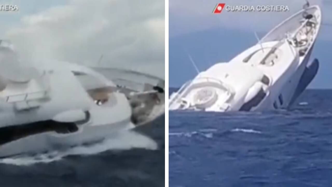 El lujoso yate My Saga se hundió en las costas del sur de Italia. Foto: Twitter @guardiacostiera.