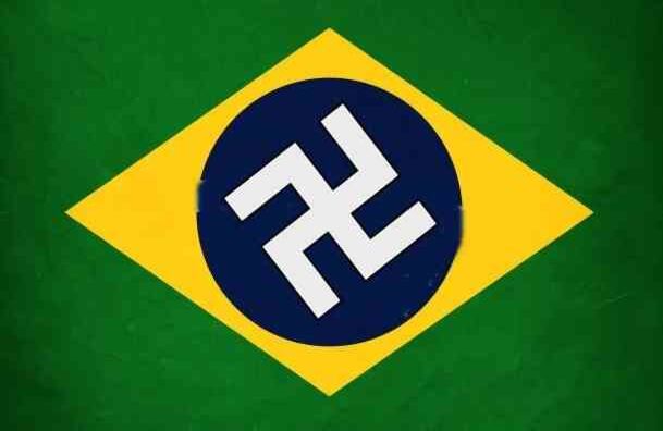 La esvástica nazi incluida en la bandera de Brasil. 