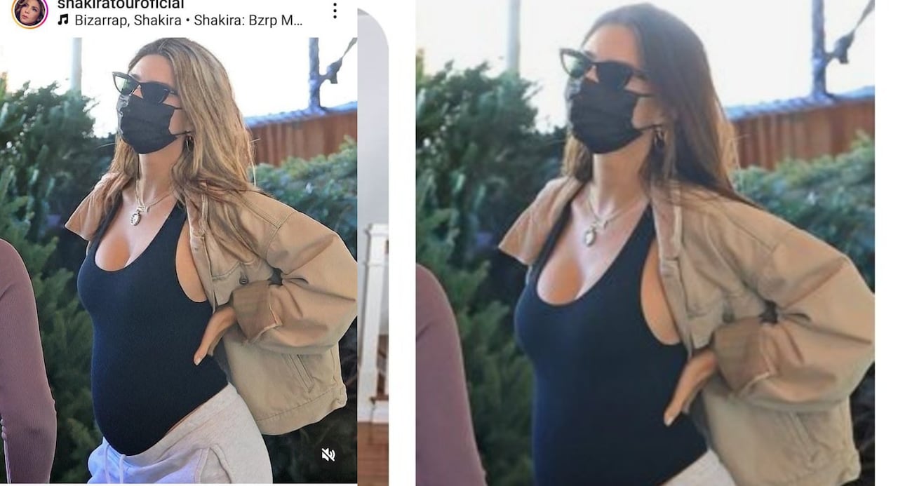 Para el montaje, alteraron digitalmente el cabello de la mujer que aparece en la foto real para hacerla pasar como si fuera Clara Chía.