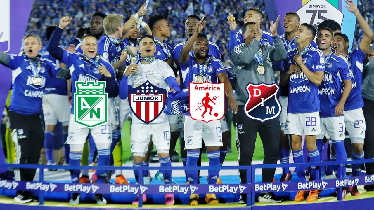 Jugadores de Millonarios celebran el título ante Nacional.