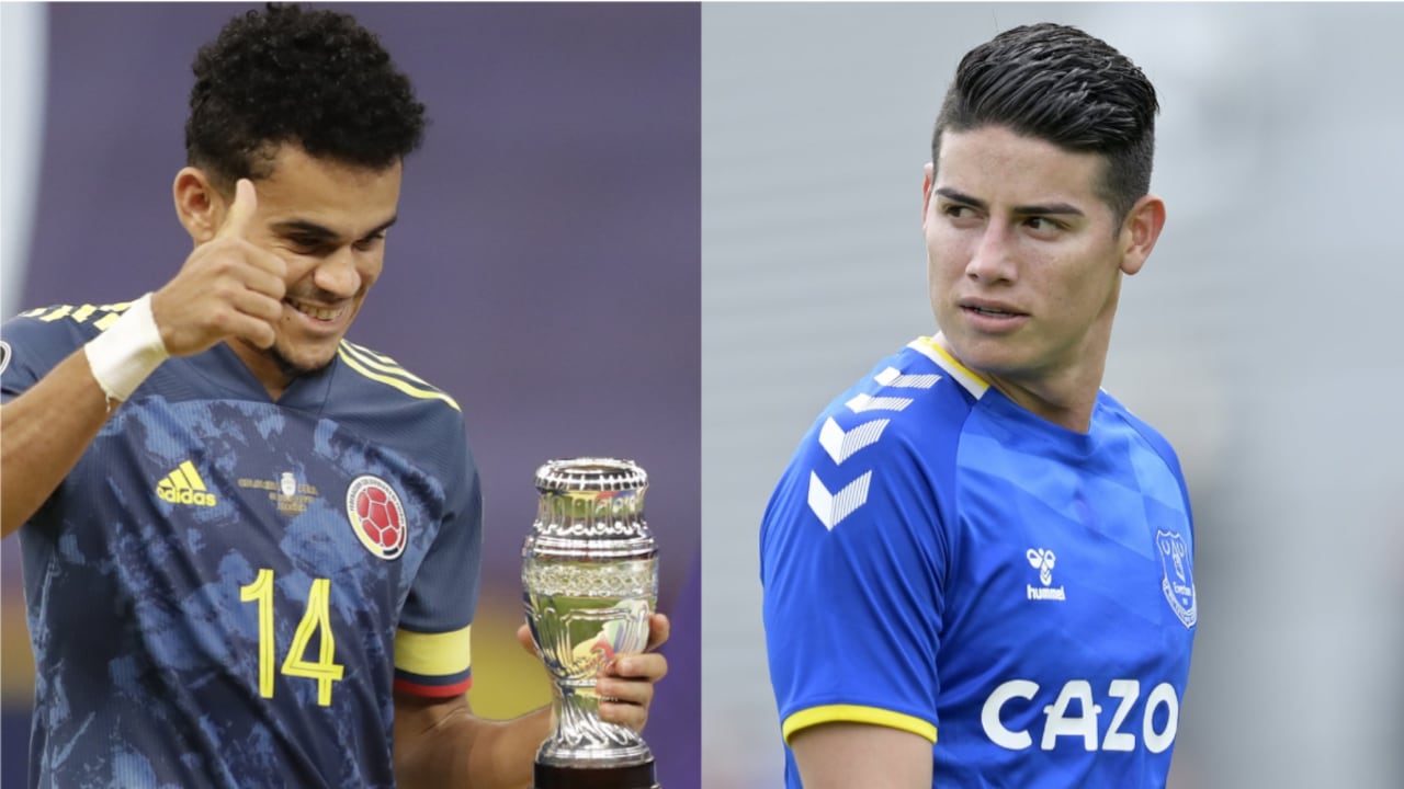 Luis Díaz y James Rodríguez. Foto: AP/Andre Penner y Everton Oficial