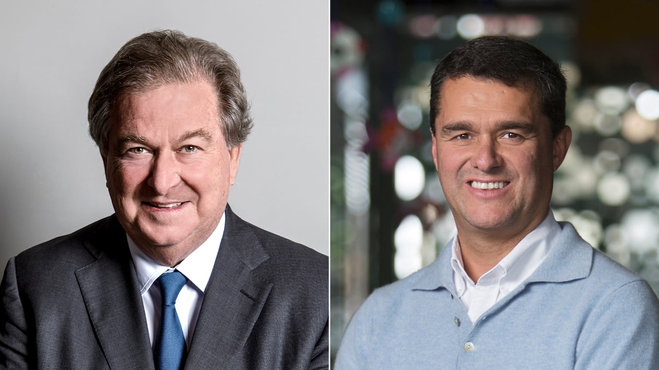 Jaime Gilinski Bacal, líder del Grupo Gilinski, y Carlos Raúl Yepes, expresidente de Bancolombia.