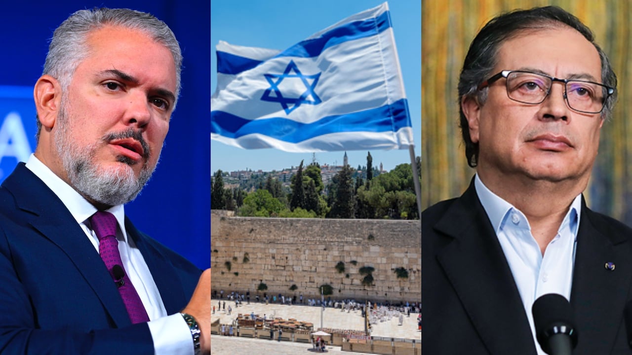 Iván Duque, bandera de Israel y el presidente Gustavo Petro.