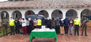 En pamplona, Norte de Santander, capturaron a 13 personas por los delitos de fabricación, tráfico y porte de estupefacientes.