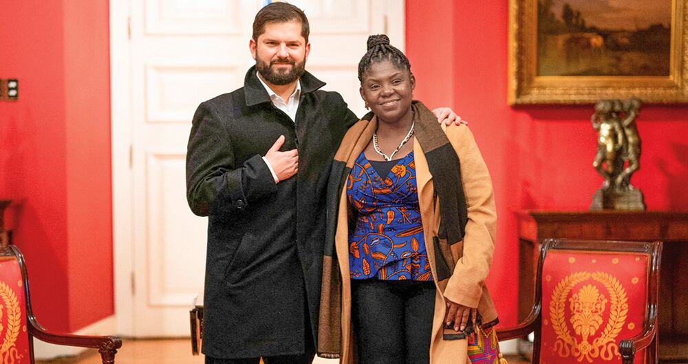 Francia Márquez fue recibida en Chile por el presidente Gabriel Boric.