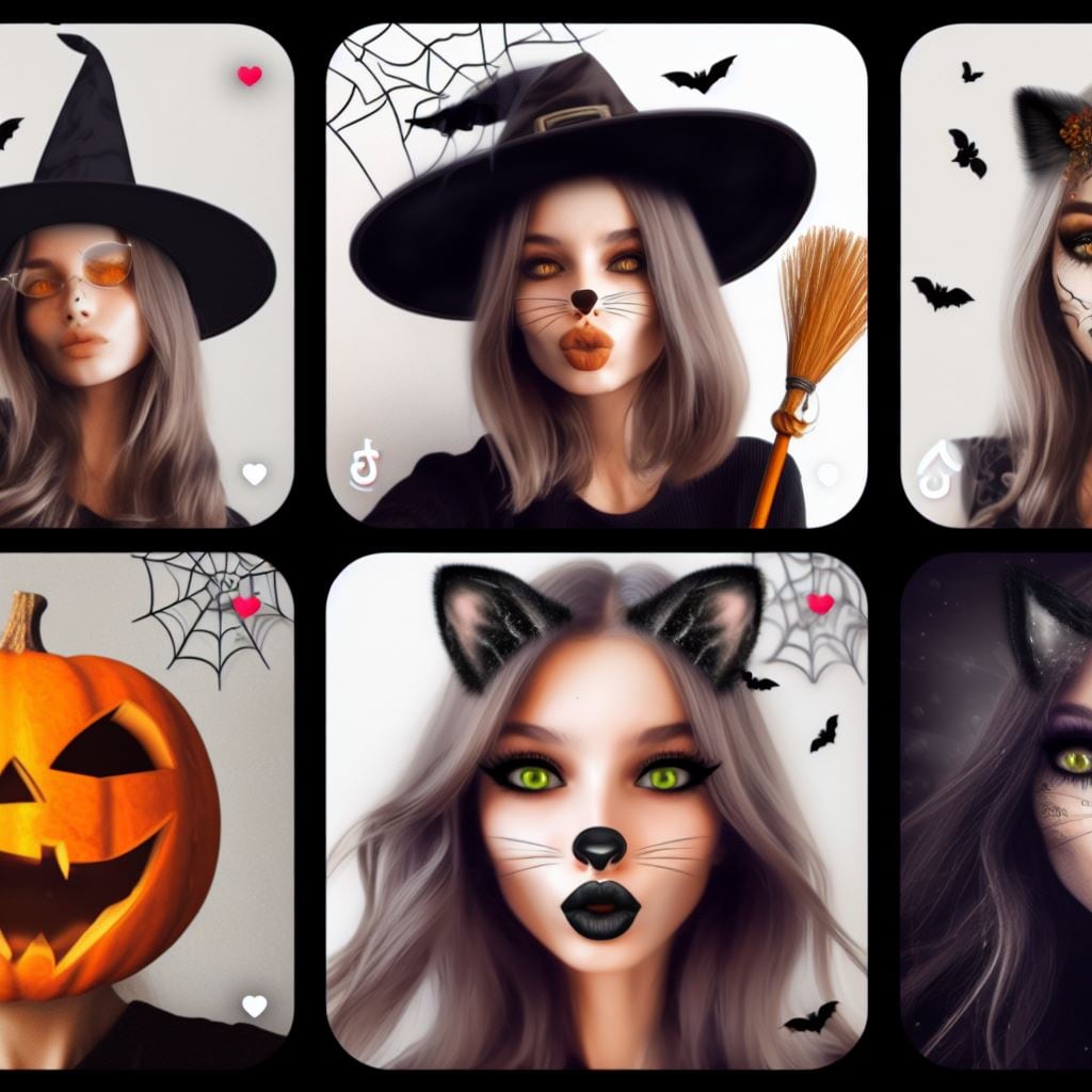 Usuarios emplean filtros de TikTok para crear videos de Halloween.