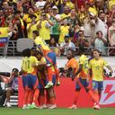 Colombia celebrando el gol de Jhon Córdoba contra Panamá