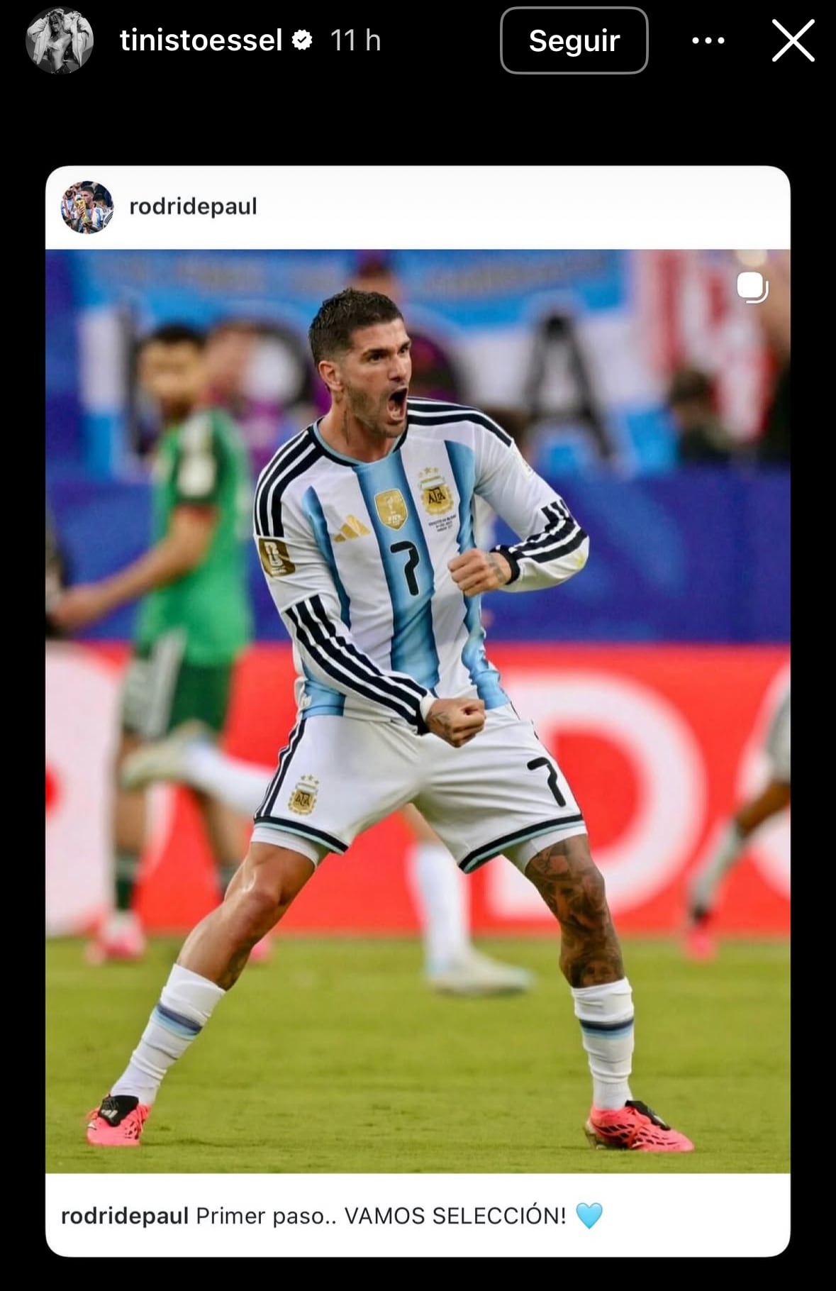 Tini compartió fotos de Rodrigo De Paul tras el primer triunfo de Argentina en el Mundial 2026.