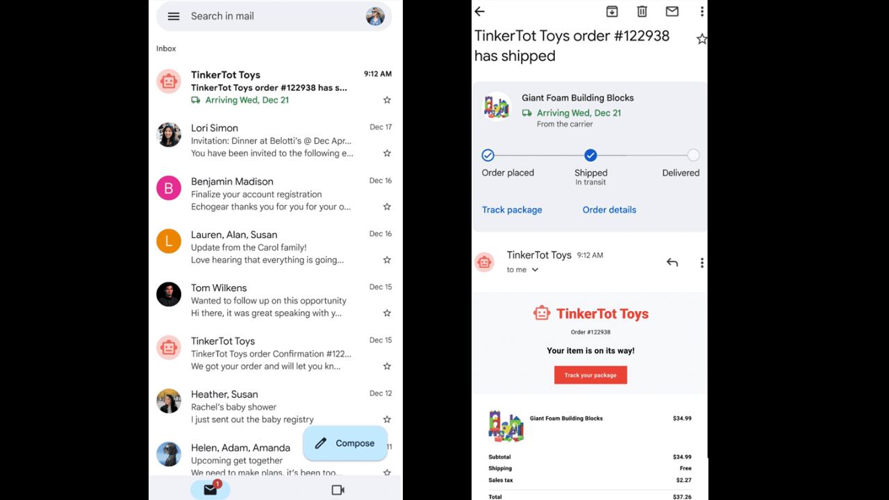 Gmail le ayudará al usuario a rastrear el envío de una compra que hizo por internet.