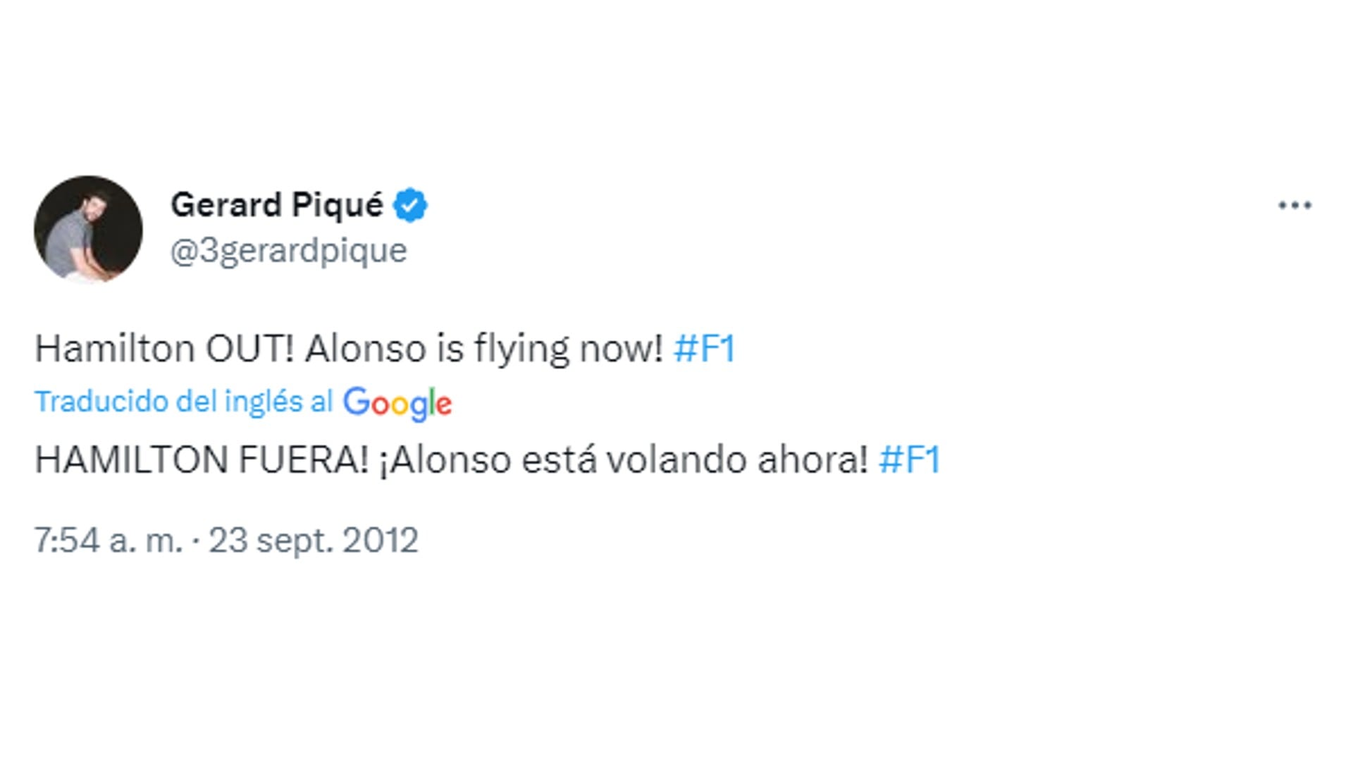 El tuit fue publicado en septiembre de 2012.
