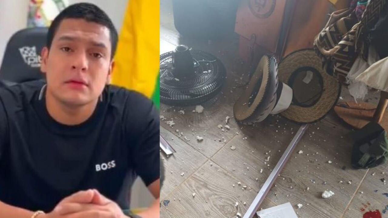 Farid Castaño, alcalde de Calamar, y su vivienda tras ataque con explosivos
