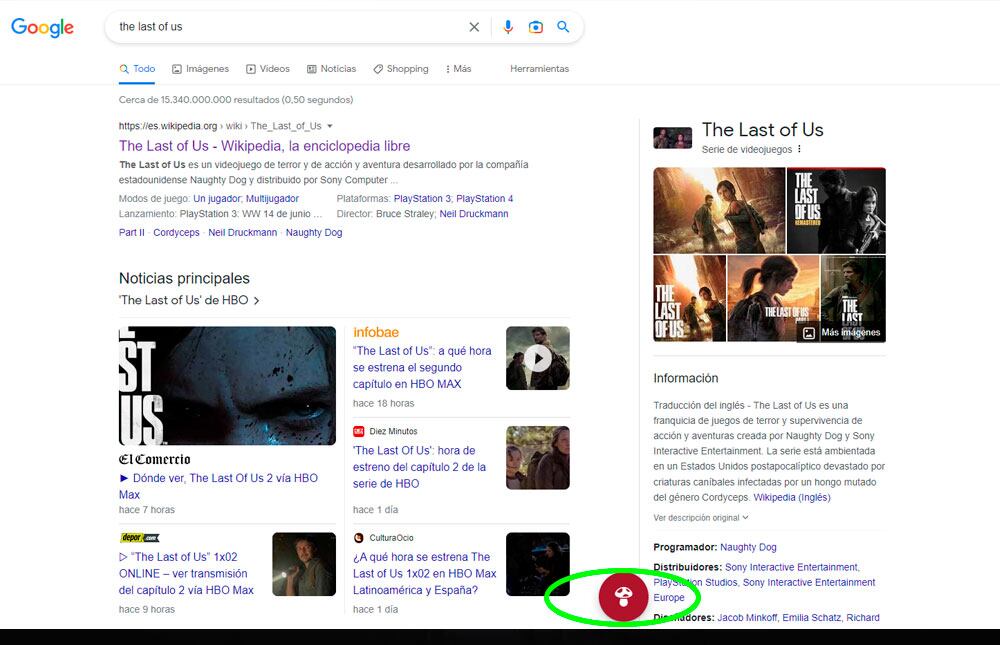 Google imita la infección del hongo de The Last of US en su buscador.