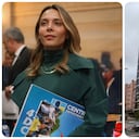 La senadora María Clara Posada y la sede principal de la JEP en Bogotá.