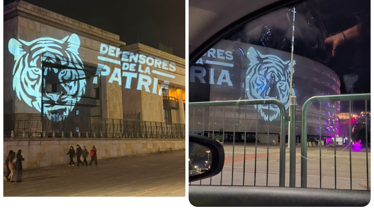 Aparecen siluetas de tigre proyectadas en edificios de Bogotá antes de las elecciones